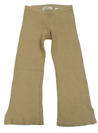 Pískové žebrované pletené flare legíny H&M