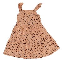 Růžovo-černé vzorované plátěné šaty Primark 