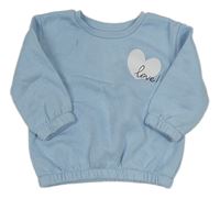 Světlemodrá mikina se srdcem s nápisem Primark