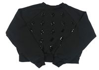 Černá crop mikina s flitry H&M