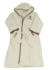 Smetanový chlupatý župan s ovcí a kapucí