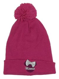 Fuchsiová čepice s Minnie a bambulí Disney