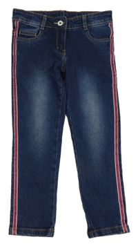 Tmavomodré crop skinny rifle s pruhy