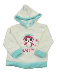 Smetanová chlupatá mikina s tučňákem a kapucí Ergee