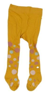 Hořčicové puntíkaté punčocháče