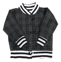 Tmavošedo-černá kostkovaná propínací mikina Ergee