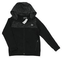 Nové - Černo-melírovaná propínací mikina s kapucí Next