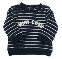 Tmavomodro-bílá pruhovaná mikina s nápisem Kiabi