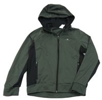 Khaki-černá sportovní propínací funkční mikina s kapucí Domyos