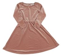 Starorůžovo-třpytivé pruhované sametové šaty Reserved