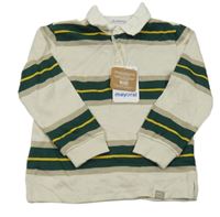 Nové - Béžovo-tmavozeleno-žluté pruhované polo triko Mayoral