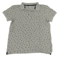 Šedé melírované polo tričko s kaktusy