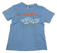 Modré tričko s potiskem