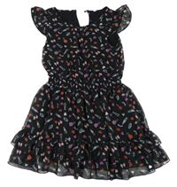 Černé šifonové šaty s obrázky M&S