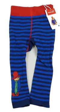 Nové - Tmavomodro-safírové pruhované punčocháče bez šlapiček s Paddingtonem Blade&Rose