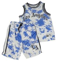 2set - Bílo-modré sportovní tílko s nápisem + kraťasy Primark