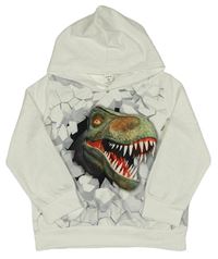 Bílá lehká mikina s dinosaurem a kapucí Shein