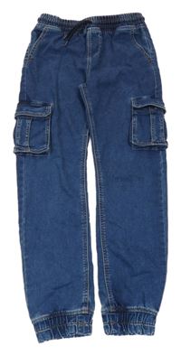 Tmavomodré teplákové cargo cuff rifle Denim Co.