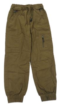 Khaki plátěné cuff kalhoty s kapsami Primark
