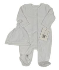 Nové - 2set - Bílý sametový overal s mraky + čepice Mamas&Papas