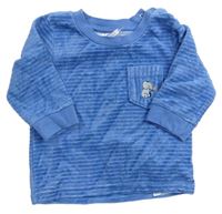 Modré žebrované sametové triko s kapsou Ergee
