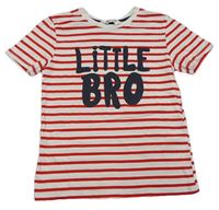 Bílo-červené pruhované tričko s nápisem H&M