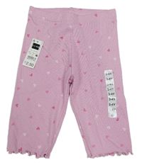 Růžové žebrované crop legíny se srdíčky Dunnes Stores