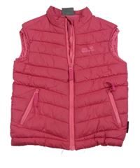 Růžová šusťáková prošívaná zateplená vesta s logem Jack Wolfskin