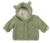 Khaki huňatý podšitý kabátek s kapucí 