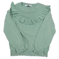 Zelený lehký svetr s volánky V by Very