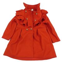 Červený flaušový kabát s volánky shein