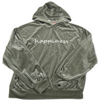 Šedá sametová mikina s nápisem a kapucí shein