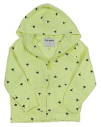 Neonově žlutá propínací mikina s palmami a kapucí Old Navy