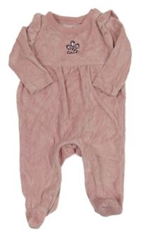 Světlerůžový sametový overal s výšivkou Pep&Co