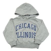 Šedá melírovaná mikina s nápisem a kapucí H&M