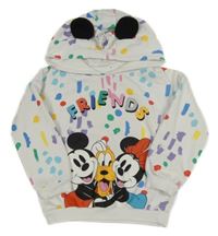 Bílo-barevná vzorovaná mikina s Minnie a Mickeym a kapucí Disney