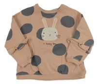 Světlerůžovo-šedá puntíkatá mikina s králíkem Next