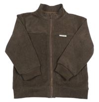 Hnědá žebrovaná sametová propínací mikina s nášivkou Name it