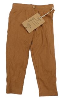 Nové - hnědé lehké žebrované tepláky 