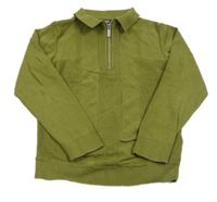 Olivový lehký svetr s límečkem Next