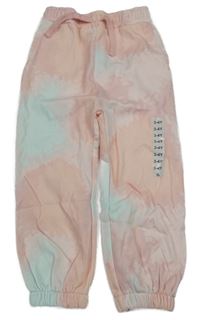 Nové - růžovo-světlemodré batikované tepláky dunnes