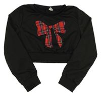 Černá lehká crop mikina s mašlí shein