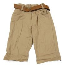 Hnědé plátěné kraťasy s páskem 