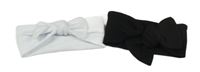 2x čelenka - bílá + černá žebrovaná 