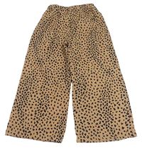 Hnědo-černé palazzo kalhoty s leopardím vzorem Shein