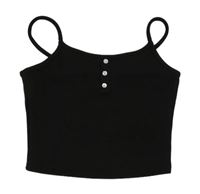 Černý žebrovaný crop top Shein