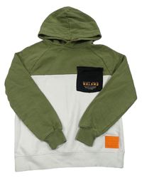 Khaki-bílá mikina s kapucí H&M