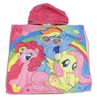 Růžovo-barevné osuškové pončo s poníky a kapucí - My Little Pony 
