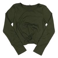 Khaki žebrované crop triko Primark