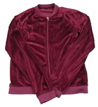 Vínová sametová propínací mikina C&A